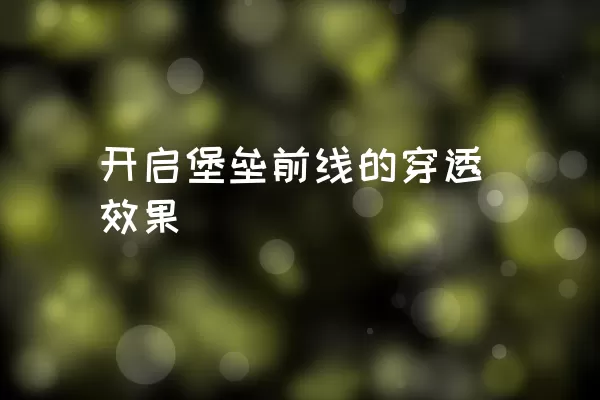 开启堡垒前线的穿透效果