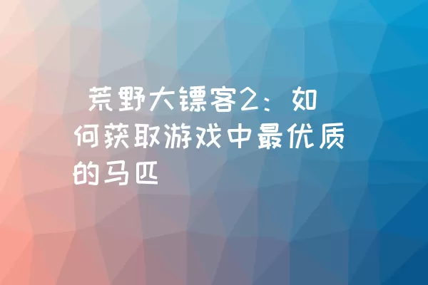  荒野大镖客2：如何获取游戏中最优质的马匹